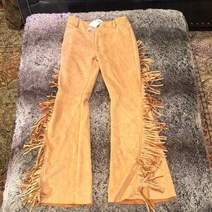 Forever 21 Tan suede Fringe cowboy Flare Pants